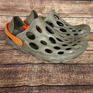 Merrell Hydro Moc Brown Brindle/Gray Foam Clog Orange Heel Strap Size 11